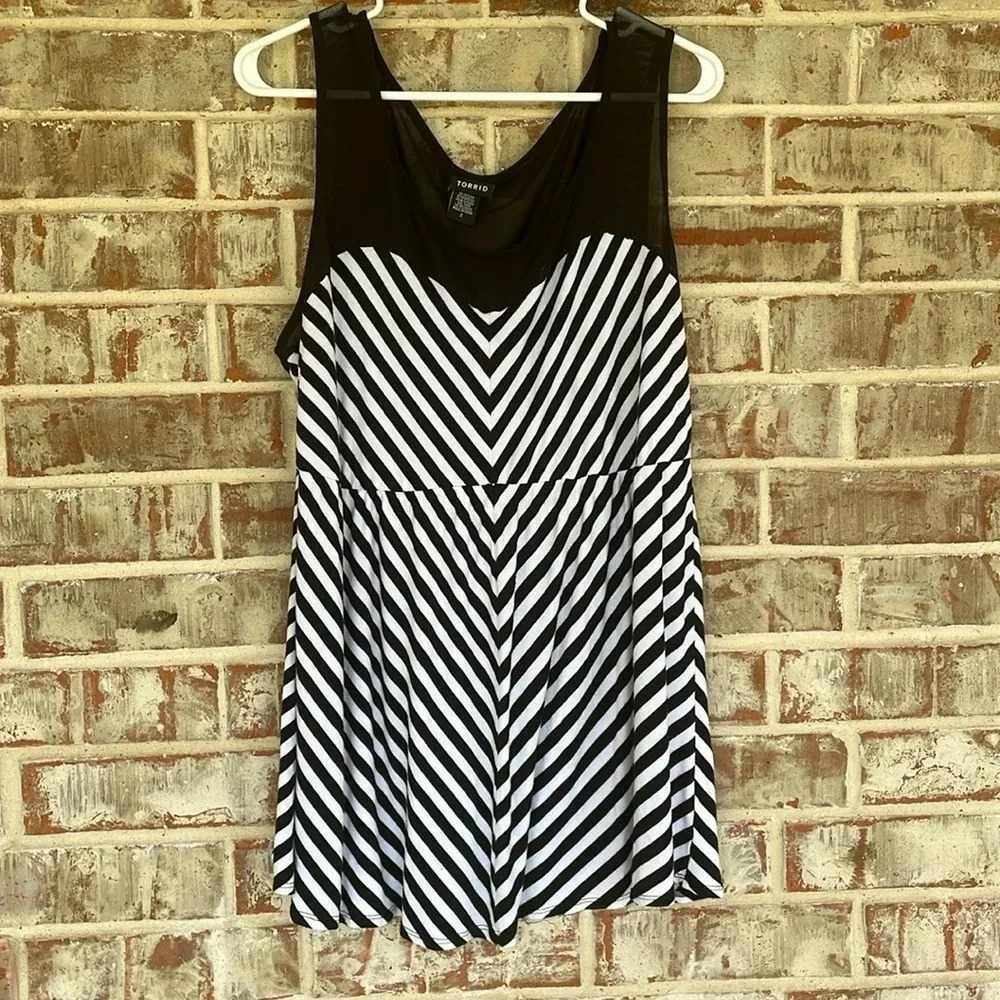 Torrid‎ Black and White Striped Summer Blouse